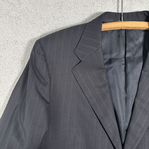 Canali Blazer Suit Jacket Men’s Size 46R Black Gray Stripes Super 200s Harrods - Picture 7 of 16